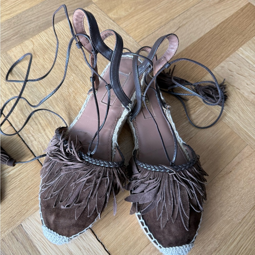 Aquazurra Brown fringe espadrilles